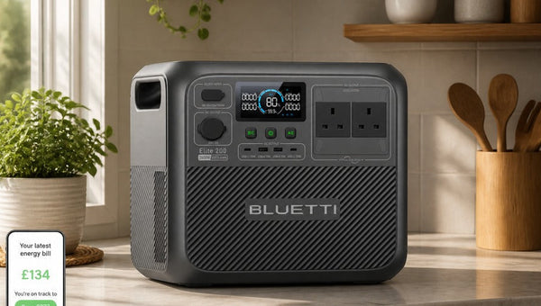 BLUETTI Elite 200 V2 on kitchen countertop with plants