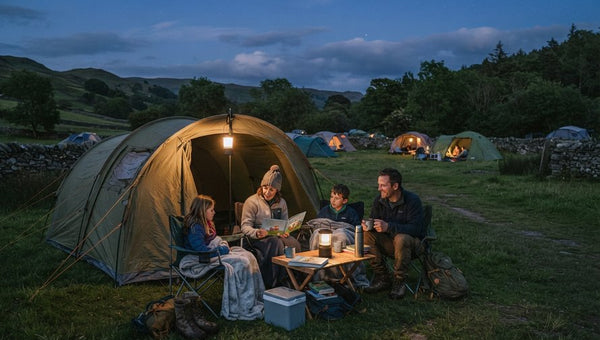 Family camping with a silent generator in the UK
