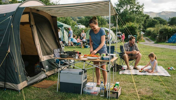 Family campsite camping fridge in the UK