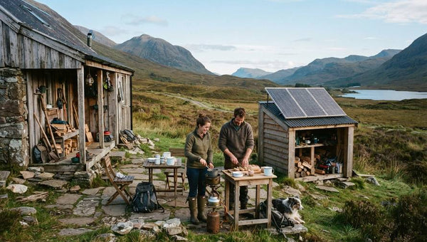 Off-grid cabin using a solar generator in the UK