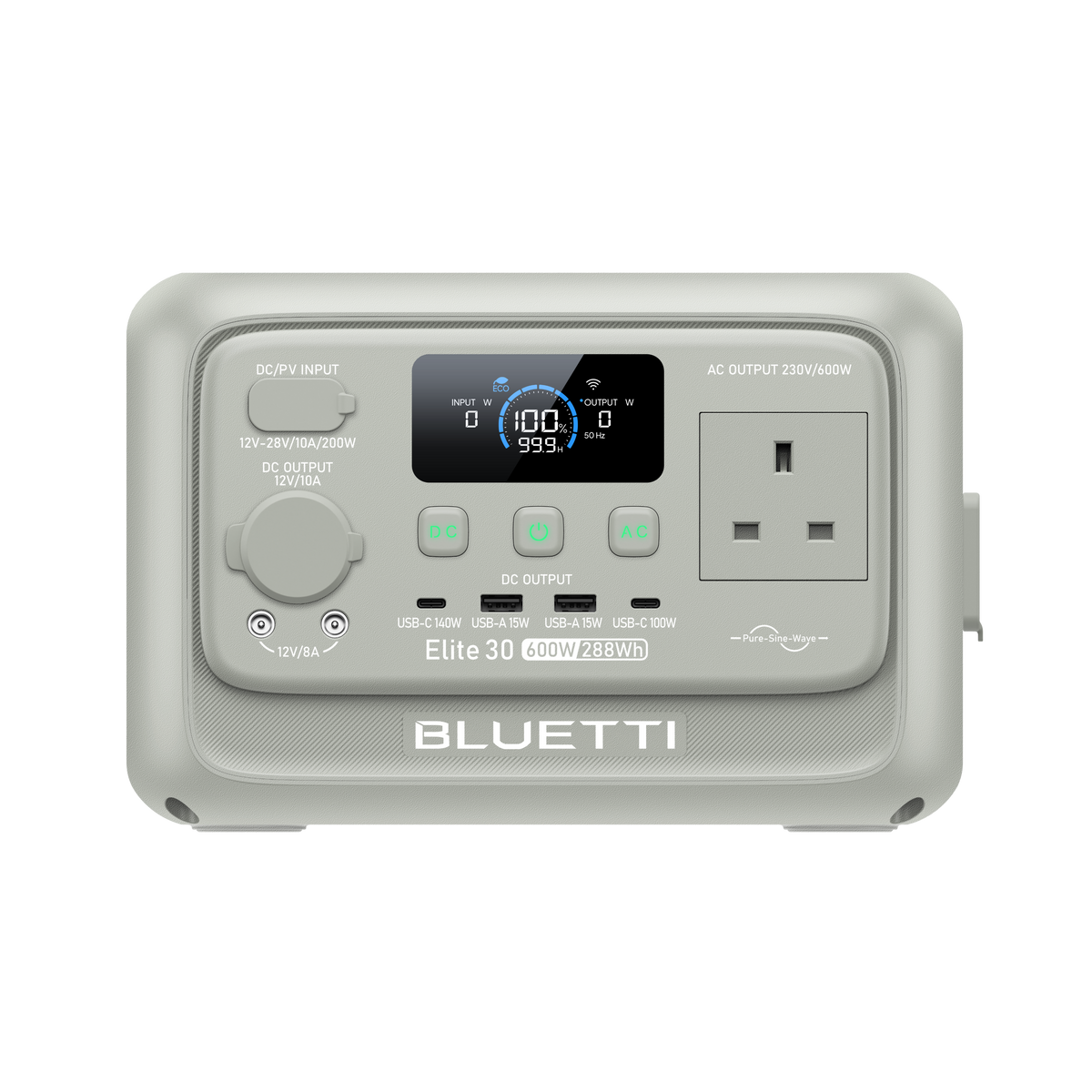 BLUETTI Elite 30 V2 Portable Power Station | 600W 288Wh | Grey