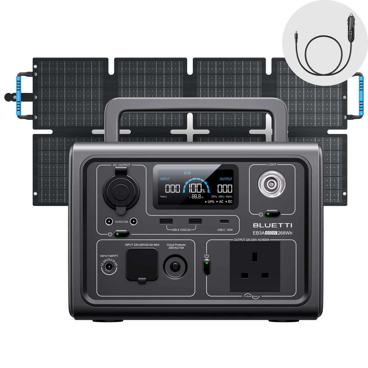 EB3A + 60W | 268 Wh Capacity | 60 W Solar Panel